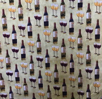 Wine Glass 100% Cotton Fabric