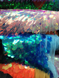 Blue Green Big Dot Large Paillette Sequin on Mesh Fabric