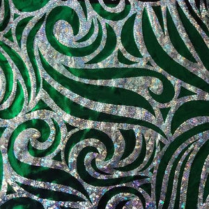 Silver Green Mystique Swirl Stretch Spandex