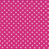 1/4" inches White on Fuchsia Dots Poly Cotton Fabric