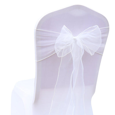 (12 pack) White Organza Sash