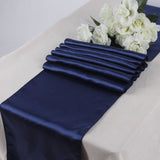 Navy Blue Satin Table Runner﻿