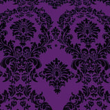 Purple Taffeta Flocking Damask Fabric