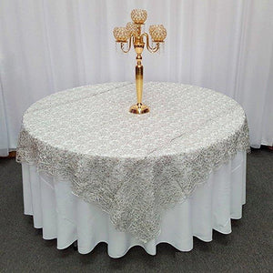 Silver Chemical Lace Square Overlay Tablecloth 60" x 60"