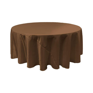 Brown Bridal Satin Round Tablecloth 108"