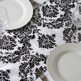 Black and White Taffeta Damask Runner