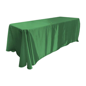 Kelly Green Bridal Satin Rectangular Tablecloth 90 x 132"