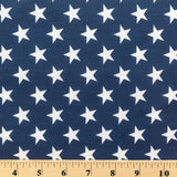 White Stars on Navy Poly Cotton Fabric