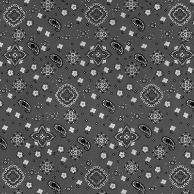 Gray Paisley Bandana Poly Cotton Fabric