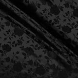 Black Satin Jacquard Roses Fabric