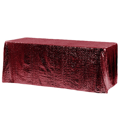 Burgundy Glitz Sequin Rectangular Tablecloth 90 x 132