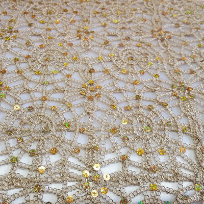 Champagne Corded Lace Fabric