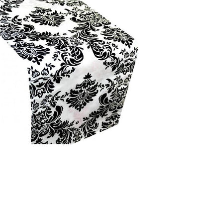 Black and White Taffeta Damask Runner