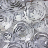 Rosette Mesh Silver Satin Fabric