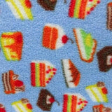 Sliced Cakes on Blue Anti Pill Fleece Fabric