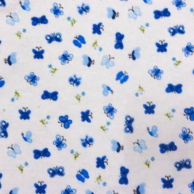 Blue Butterfly Flannel Cotton Fabric