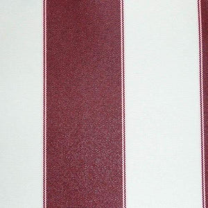 Burgundy Ivory Stripe Canvas Waterproof Outdoor Fabric / 60 Yards Roll