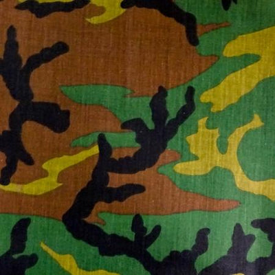 Dark Green Camo Poly Cotton Fabric