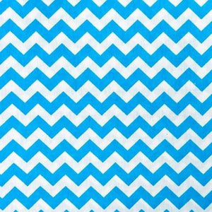 Half Inch Chevron Turquoise and White Poly Cotton Fabric