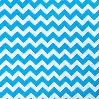 Half Inch Chevron Turquoise and White Poly Cotton Fabric