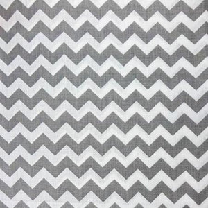 Half Inch Chevron Gray and White Poly Cotton Fabric