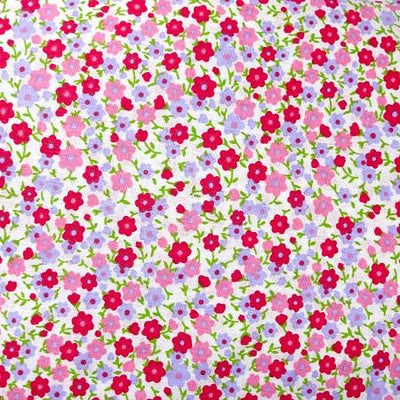 Pink Packed Flowers Poly Cotton Fabric