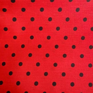 Small Black on Red Dots Poly Cotton Fabric