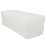 6 Ft White Fitted Polyester Rectangular Tablecloth