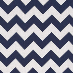 1" Navy and White Chevron Poly Cotton Fabric