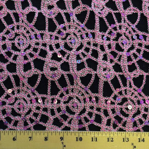 Pink Corded Lace Fabric