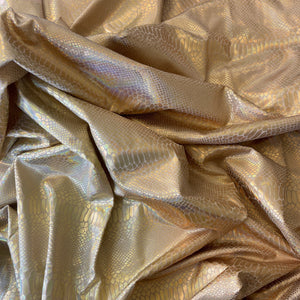 Gold Viper Cobra Snake Skin Spandex Fabric