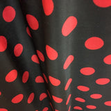 Red Polka Dots on Black Spandex Fabric