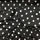 White Polka Dots on Black Spandex Fabric