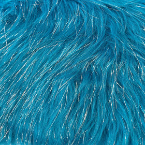 Turquoise Tinsel Sparkle Glitter Shaggy Faux Fur Long Pile Fabric