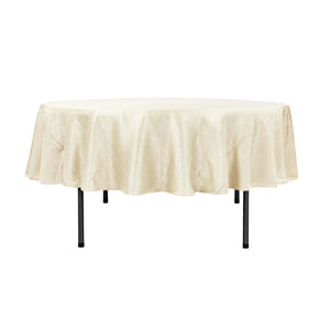 90" Ivory Crinkle Crushed Taffeta Round Tablecloth