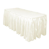 14 Ft. Hunter Ivory Accordion Pleat Satin Table Skirt