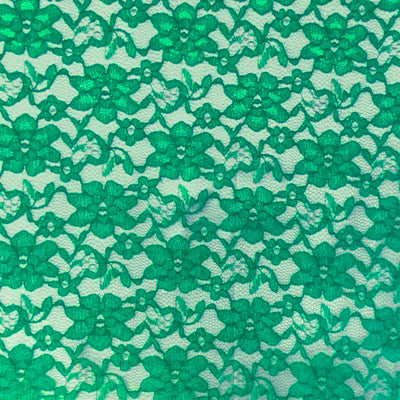 Kelly Green Raschel Lace Fabric