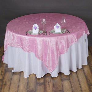 Pink Taffeta Crushed Crinkle Square Overlay 85" x 85"