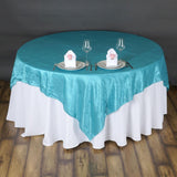 Turquoise Taffeta Crushed Crinkle Square Overlay 85" x 85"