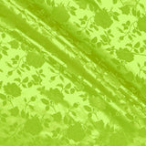 Lime Satin Jacquard Roses Fabric