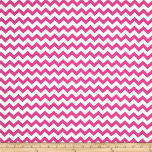 1" Fuchsia and White Chevron Poly Cotton Fabric