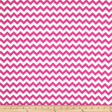 1" Fuchsia and White Chevron Poly Cotton Fabric