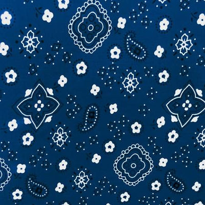 Navy Paisley Bandana Poly Cotton Fabric