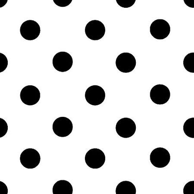 One Inch Black Dots on White Poly Cotton Fabric