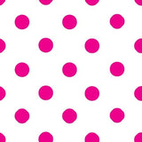 One Inch Fuschia Dots on White Poly Cotton Fabric