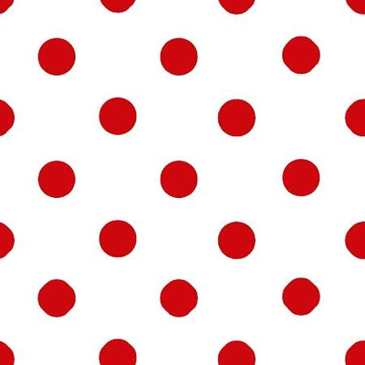 One Inch Red Dots on White Poly Cotton Fabric