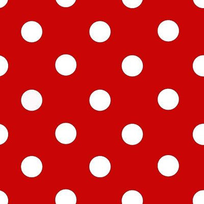 One Inch White Dots on Red Poly Cotton Fabric