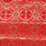 Red Metallic Church Cross Brocade fabric