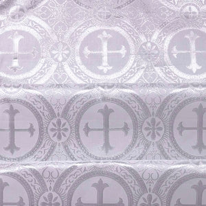 Silver Metallic Church Cross Brocade fabric