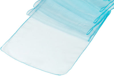 (12 / Pack ) 14 in. x 100 in. Aqua Blue Organza Table Runner